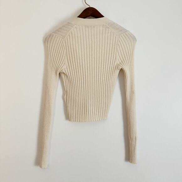 MADEWELL Brenville Crop Cardigan Sweater Antique Cream Ivory XS NC687 - Picture 6 of 9